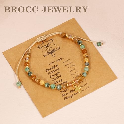 BROCC 9PCS Christian Cross Bracelet for Women Cross Charm Bracelets Set