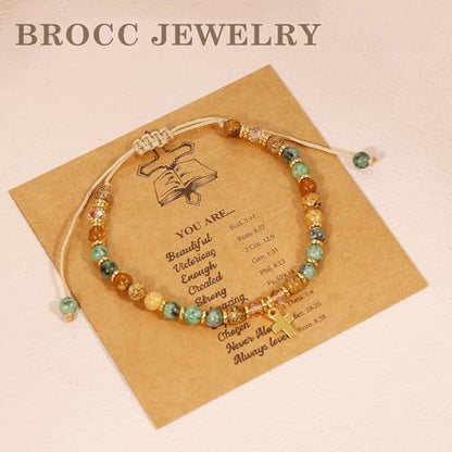 BROCC 9PCS Christian Cross Bracelet for Women Cross Charm Bracelets Set