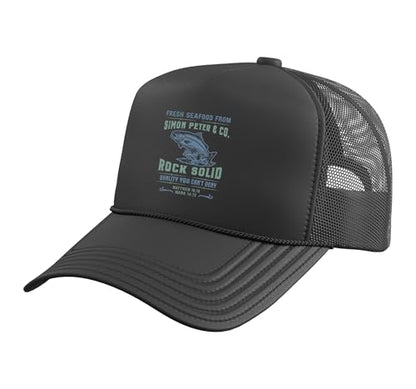 Christian Faith Jesus Simon Peter Funny Seafood Bible Verse Trucker Hat with Adjustable Mesh Back - color: Black