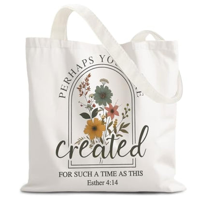 FBB Christian What's the Best that Could Happen Inspirational Tote Bag - color: Perhaps You Were Created for Such a Time as This