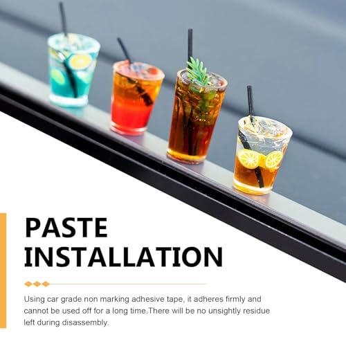 4 PCS Mini Drinks Car Interior Decor, Cute Rubber Car Central Control Panel Ornament, Self-Adhesive Dashboard & Rearview Mirror Decoration for Men Women