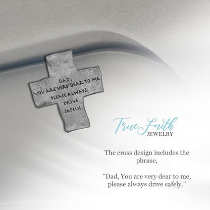 True Faith Jewelry Drive Safe Cross Car Visor Clip, Christian Religious Automotive Accessories, Driver Gifts, 2 x 1-3/4 Inch, Pewter, Dad - size: Dad