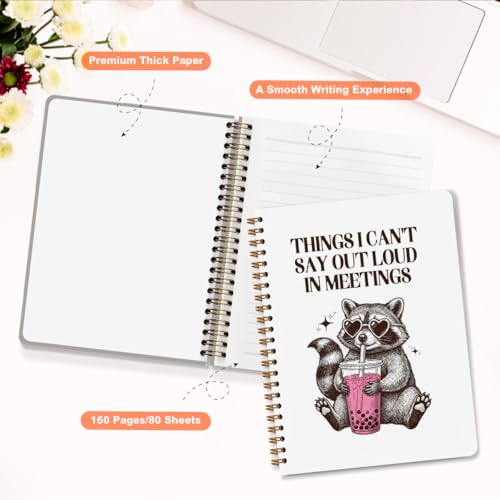 Funny Raccoon Spiral Notebook, Gifts for Women Girls Raccoon Lovers Journal - color: Funny Raccoon Art
