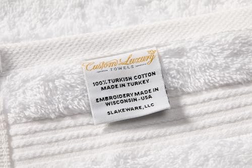 White Hand Towels for Bathroom - Monogrammed | Luxury Cotton Turkish Towels | Embroidered in USA | Set of 2 | Choose Set Color and Letter | A - Z | Script Font - color: White