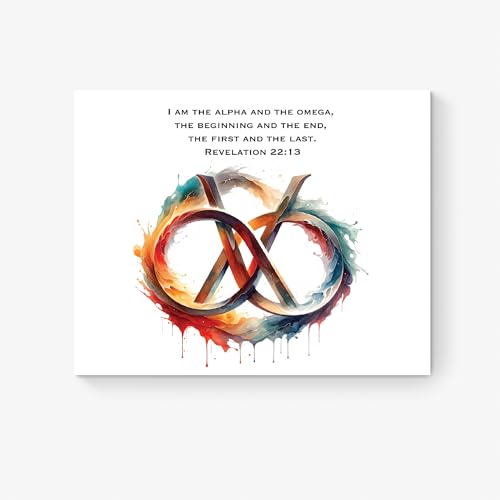 Revelation 22:13 Bible Verse Art Print | I Am the Alpha and the Omega | Modern Abstract Infinity Symbol | Christian Wall Decor | Unframed Giclée Print | Scripture Poster | Home Decor | Religious Art Print (8x10) - color: Omega2, size: 10"L x 8"W
