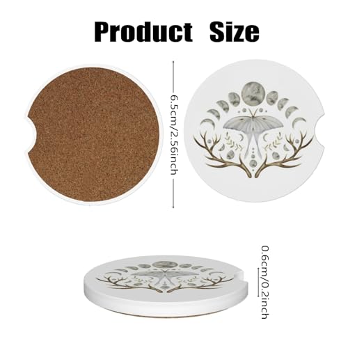 Ceramic Car Cup Coasters 2PCS - White Butterfly - color: White Butterfly