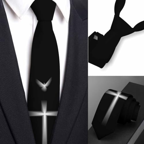 funny Ties for Men Business Novelty Men's Neckties for Festival Holiday Party Valentine's Day Wedding Christmas - color: White Cross Black