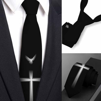 funny Ties for Men Business Novelty Men's Neckties for Festival Holiday Party Valentine's Day Wedding Christmas - color: White Cross Black