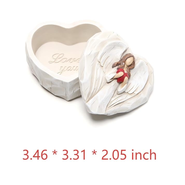 Hodao Angel Jewelry Box, Heart-Shaped Keepsake, Love You Gift for Women - color: Red Heart Angel-love You
