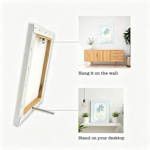 BEASTZHENG Home Sweet Home Blue Hydrangea Canvas Wall Art Home Wall Decor - color: Home sweet home