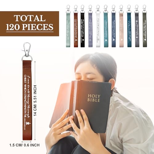 Roowest 120 Pcs Christian Bible Verse Keychains Gifts Bulk - color: Dark Color