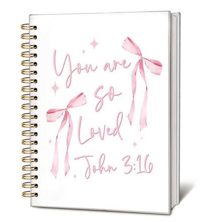 Pink Bow Christian Notebook Journal Gifts for Women Teen Girls - color: John 3:16