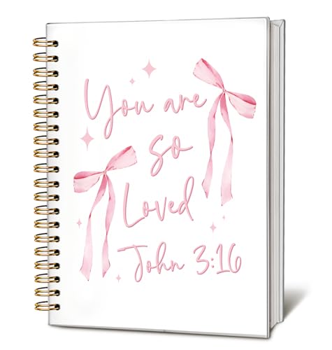 Pink Bow Christian Notebook Journal Gifts for Women Teen Girls - color: John 3:16