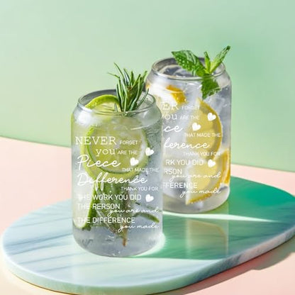 DHQH Thank You Gifts for Women, Teacher Appreciation Gifts, Chaos Coordinator Retirement Gift for Woman Coworkers, 16 oz Glass Cup with Makeup Bag - style: never forget