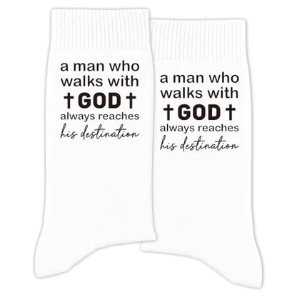 Christian Socks for Men Biblical Gifts for Dads Grandpa Husband - color: White
