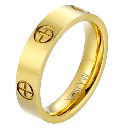 YCSLYW Ladies Stainless Steel Ring Love Friendship Ring Golden high polishing, low allergy Wedding Jewelry Valentine's Day Birthday Gift, 5-10 - color: Gold, size: 8