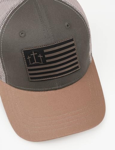 Christian Jesus Cross Hat - Faith Hats for Men Women - Religious Gifts for Thanksgiving Christmas - color: Faith Flag/Grey Green