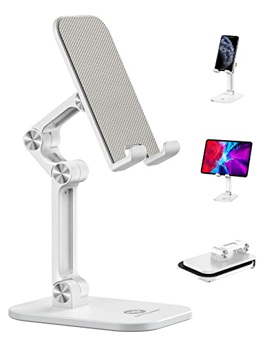 OCYCLONE Phone Stand for Desk, Foldable Cell Phone Stand Holder, White - color: White
