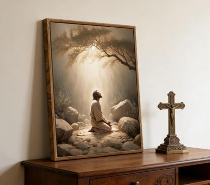 Framed Jesus Prayers Canvas Wall Art, God Divine Mercy Painting, 16x24in - color: Framed Jesus Prayers, size: 16x24in
