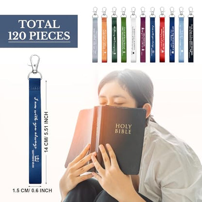 Roowest 120 Pcs Christian Bible Verse Keychains Gifts Bulk - color: Joyous Color