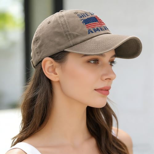 She Loves Jesus and America Too Hats for Womens Soft Washed Distressed Baseball - color: She Loves Jesus and America Toopigment Khaki1
