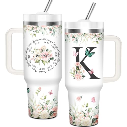 Christian Gifts for Women, Christian Tumbler 40Oz - style: Initial K cup
