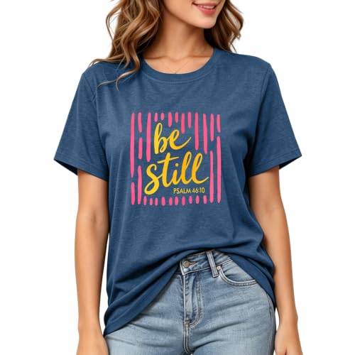 Christian Shirts for Women Religious Bible Verse Faith Tee - color: Darkblue, size: Large
