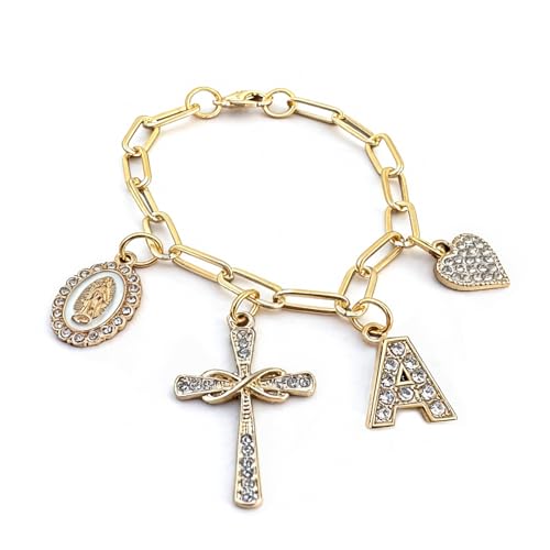 Cross Steering Wheel Charm Initial Letter A Car Jewelry Interior Decor - color: Initial A