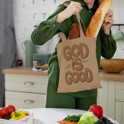 Preppy Coquette Pink Tote Bag, Trendy Shoulder Canvas Tote Bags, Durable Reusable Grocery Bag for Shopping and Travel - color: Brown God