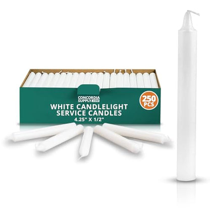 Concordia Supply 4.25" x 1/2" White Candlelight Vigil Candles, Box of 250 - size: 4.25 inches, style: 250ct