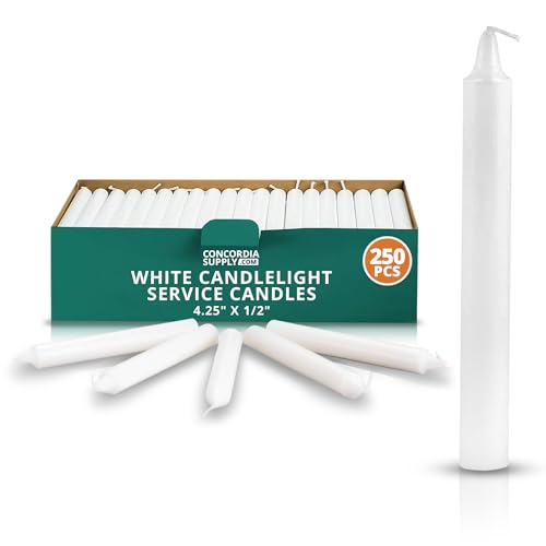 Concordia Supply 4.25" x 1/2" White Candlelight Vigil Candles, Box of 250 - size: 4.25 inches, style: 250ct