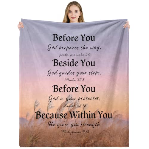 Christian Throw Blanket Bible Verses Inspirational Religious God Faith Soft Cozy 50x60 Inch Psalm Philippians Isaiah Gift for Women Men - color: Bible 1
