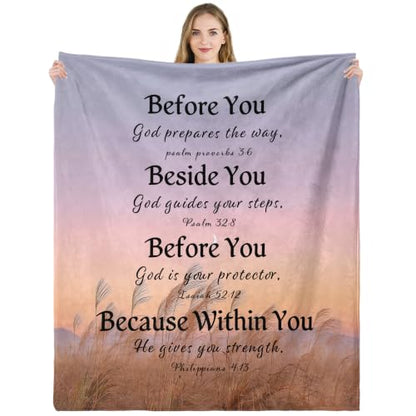 Christian Throw Blanket Bible Verses Inspirational Religious God Faith Soft Cozy 50x60 Inch Psalm Philippians Isaiah Gift for Women Men - color: Bible 1