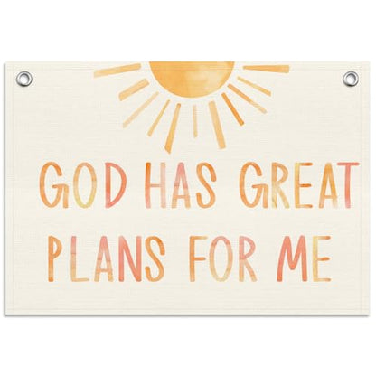 Boho Sunshine Christian Wall Decor Canvas Banner, Religious Banner Flag Psalm Wall Art, Nursery Bible Verses Decor Tapestry Backdrop for Living Room Playroom Bedroom -12