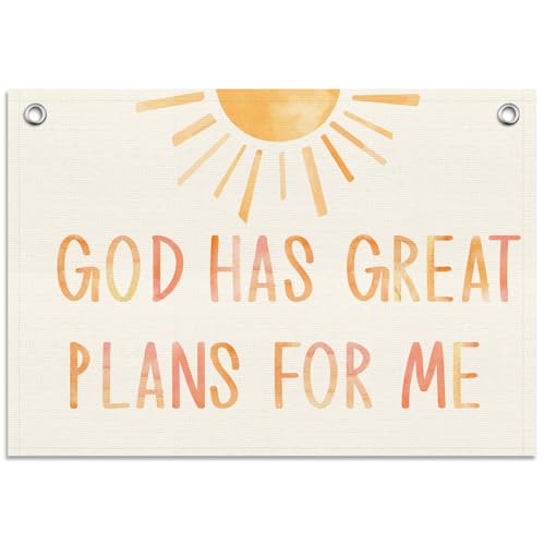 Boho Sunshine Christian Wall Decor Canvas Banner, Religious Banner Flag Psalm Wall Art, Nursery Bible Verses Decor Tapestry Backdrop for Living Room Playroom Bedroom -12