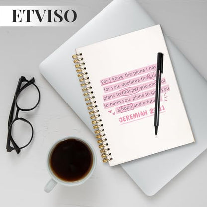 ETVISO Pink Christian Notebook, JEREMIAH 29:11 Christian Journal for Women, Scripture Notebook, Bible note taking, Bible Journal, Hardcover Spiral Notebook 80 Sheets -160 Pages 5.5x8.3 Inch - color: 02-Bible(JEREMIAH 29:11)