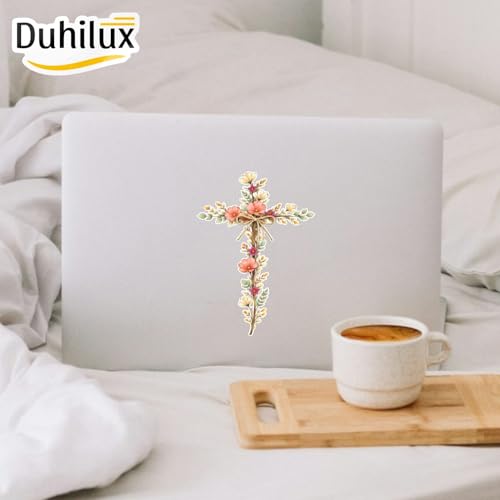 Cross with Wildflowers Sticker 5 inch, Cross car Decal Sticker, Waterproof Vinyl Decal for Car, Trucks, Laptops, Book, Wall, Window Bumper Stickers