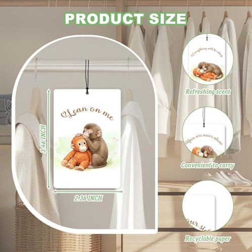 Cute Monkey Car Air Freshener 4Pcs,Emotional Support Monkey Hanging Freshies,Motivational Quote Rearview Mirror Decor,Positive Affirmation Car Accessories,Comfort Gifts - color: monkey