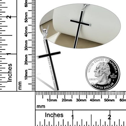 POPLYKE Cross Necklace 925 Sterling Silver Philippians 4:13 I Can Do All The Things Inspirational Necklace Gifts for Women Men 20+2'' - color: Black Onyx