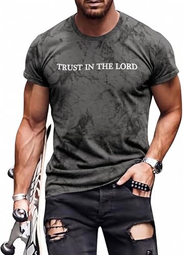 Mens Christian Graphic TShirt Jesus Faith Bible Verse Inspirational Tee - color: Tie-dye - Gray, size: Medium