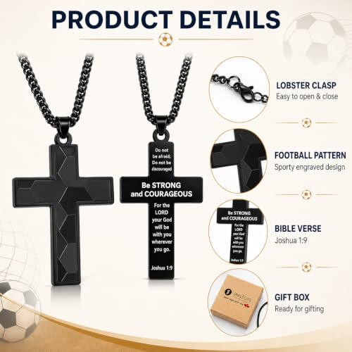 Smilelife Soccer Baseball Basketball Football Cross Necklace for Boys Men - style: Soccer