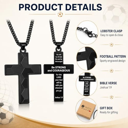 Smilelife Soccer Baseball Basketball Football Cross Necklace for Boys Men - style: Soccer