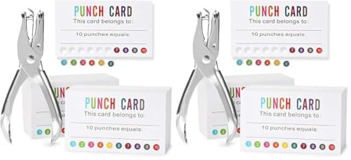 ONEDONE Punch Cards (Pack of 400) Reward Punch Cards for Classroom Behavior Incentive Awards for Kids Students Teachers Home Classroom School Business Loyalty Gift Card - 3.5" x 2" - size: 3.5 IN (Pack of 2)