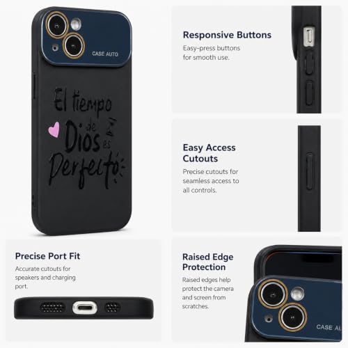 for iPhone 17 Pro Max Case God's Timing is Perfect Spanish Bible Verse Phone Case, Full Camera Lens Protection, Shockproof Drop Resistant Durable Cover (Black, iPhone 13) - color: black, size: iPhone 13