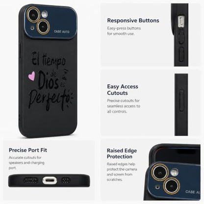 for iPhone 17 Pro Max Case God's Timing is Perfect Spanish Bible Verse Phone Case, Full Camera Lens Protection, Shockproof Drop Resistant Durable Cover (Black, iPhone 13) - color: black, size: iPhone 13