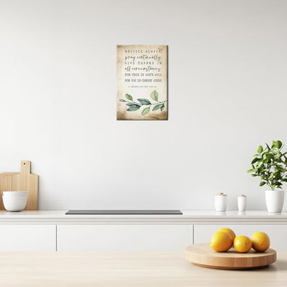 Zhefoart 1 Thessalonians 5 16-18 Bible Verse Wall Decor Christian Poster Art Framed Canvas Home Decorations Wall Paintings for Living Room 12x18 inches