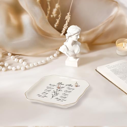 Christian Gifts–Bible Verses Jewelry Tray,Confirmation Gifts for Teen Girls - style: You Are-Wave Square