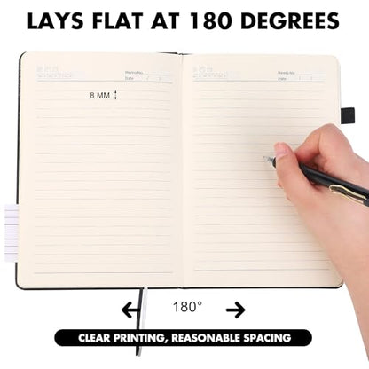 Aodaer 1 Set Lined Notebook Journal with Pen A5 Notebooks 100 GSM College Ruled Hardcover Notebook PU Leather Notepad with Pen Holder for Office School, 5.7 x 8.3 Inches, Black - color: Black
