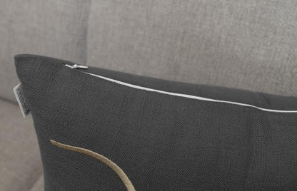 EURASIA DECOR Blessed Embroidered Lumbar Pillow Cover 12x20, Dark Grey - color: Dark Grey