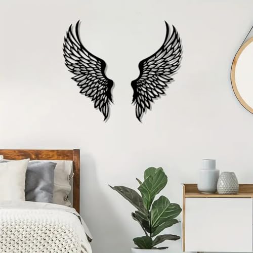DUOOLN Angel Wings Metal Wall Decor Art, Abstract Butterfly Sculpture Black - color: Black - 2 Pcs Wings